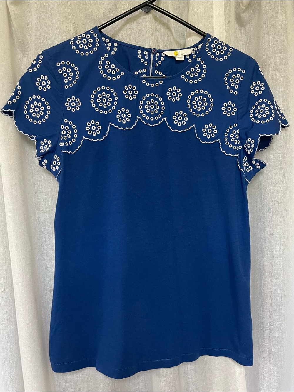 Boden Embroidered Short Sleeve Top Size 8